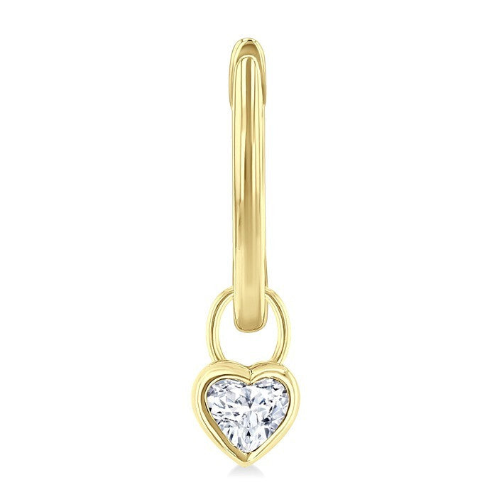 1/3 Ctw Bezel Set Heart Cut Diamond Huggie Earrings in 14K Yellow Gold