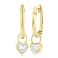 Heart Shape Bezel Set Diamond Huggie Fashion Earrings