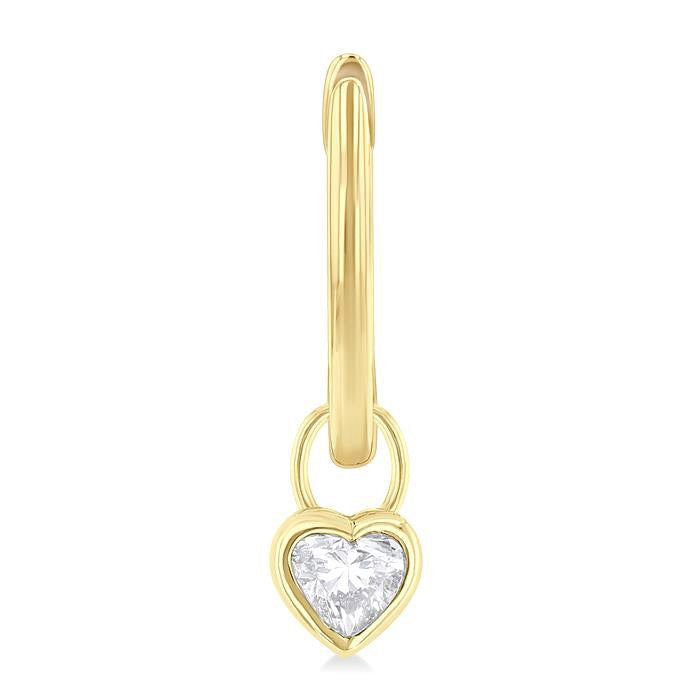 Heart Shape Bezel Set Diamond Huggie Fashion Earrings
