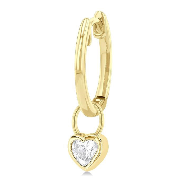 Heart Shape Bezel Set Diamond Huggie Fashion Earrings