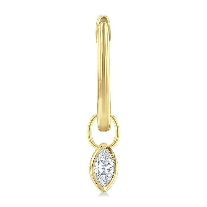 1/3 Ctw Bezel Set Marquise Cut Diamond Huggie Earrings in 14K Yellow Gold
