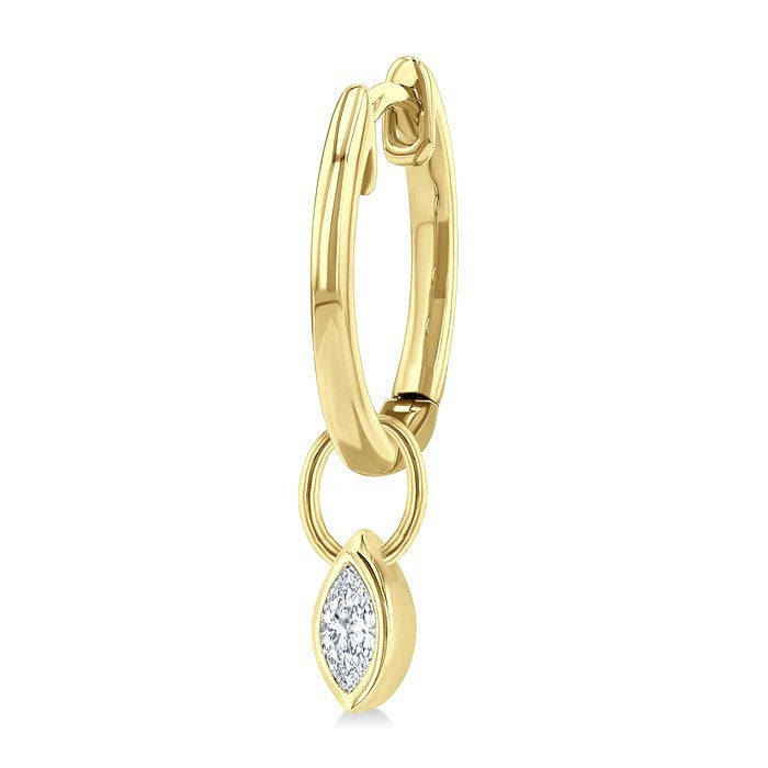 1/3 Ctw Bezel Set Marquise Cut Diamond Huggie Earrings in 14K Yellow Gold