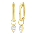 Marquise Shape Bezel Set Diamond Huggie Fashion Earrings