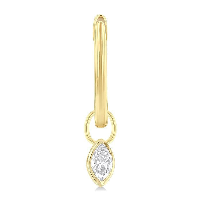 Marquise Shape Bezel Set Diamond Huggie Fashion Earrings