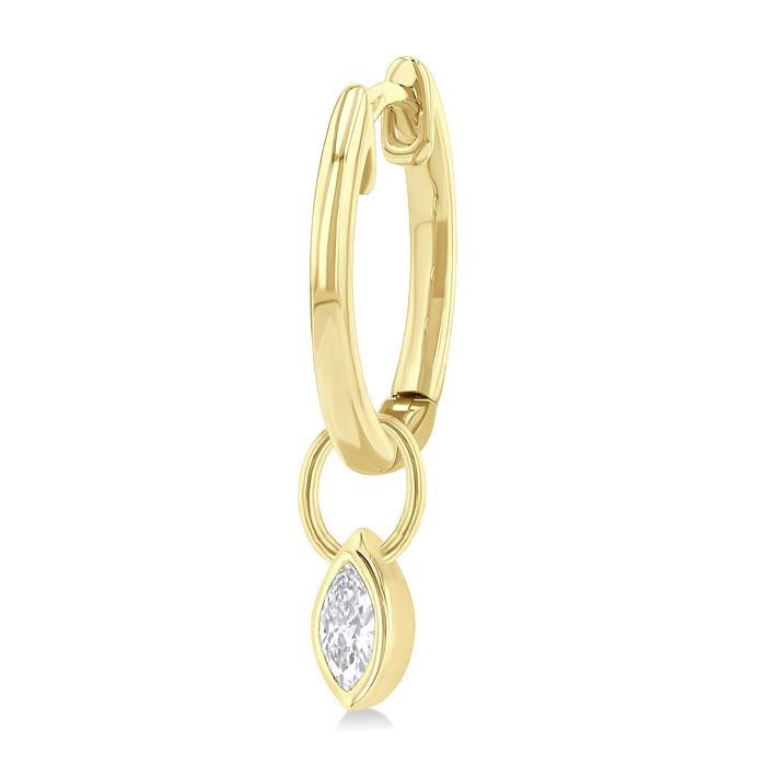 Marquise Shape Bezel Set Diamond Huggie Fashion Earrings