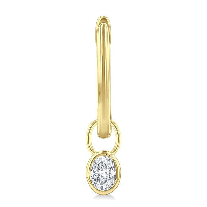 1/3 Ctw Bezel Set Oval Cut Diamond Huggie Earrings in 14K Yellow Gold