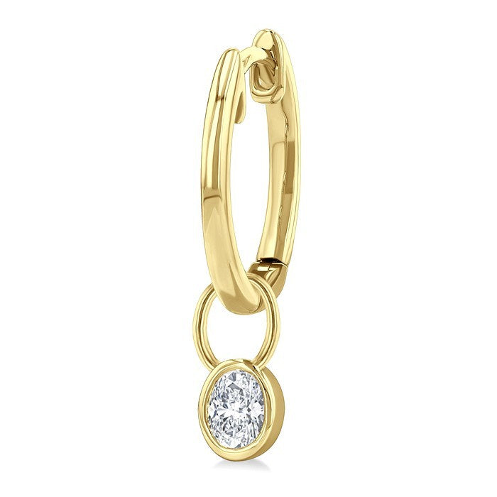 1/3 Ctw Bezel Set Oval Cut Diamond Huggie Earrings in 14K Yellow Gold