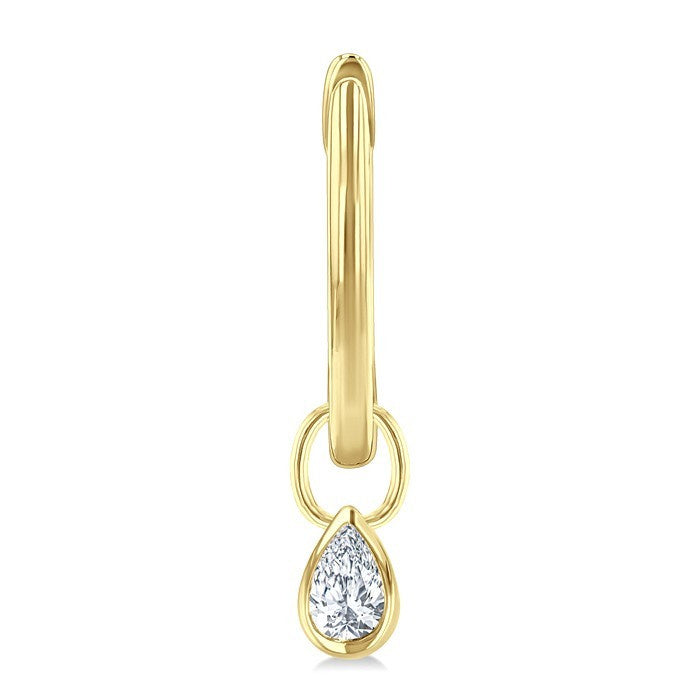 1/3 Ctw Bezel Set Pear Cut Diamond Huggie Earrings in 14K Yellow Gold