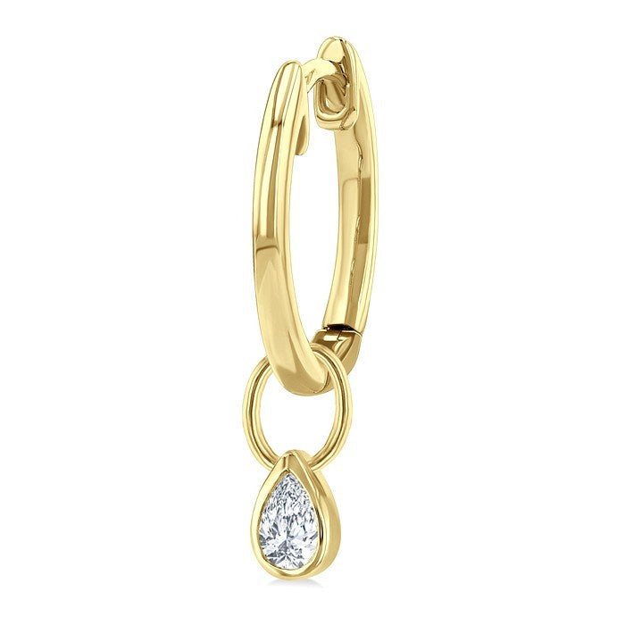 1/3 Ctw Bezel Set Pear Cut Diamond Huggie Earrings in 14K Yellow Gold