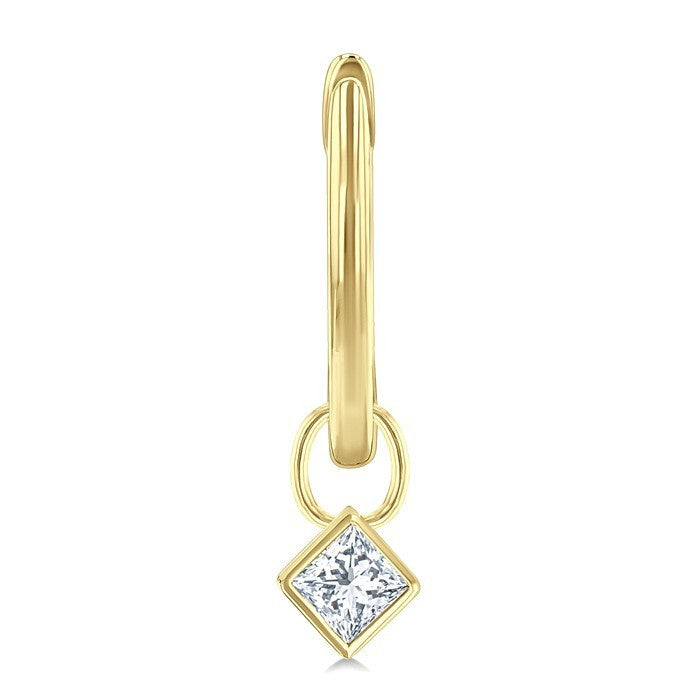 1/3 Ctw Bezel Set Princess Cut Diamond Huggie Earrings in 14K Yellow Gold
