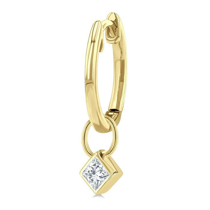 1/3 Ctw Bezel Set Princess Cut Diamond Huggie Earrings in 14K Yellow Gold