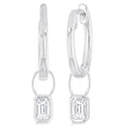 Emerald Shape Bezel Set Diamond Huggie Fashion Earrings