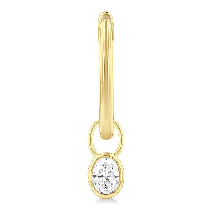 Oval Shape Bezel Set Diamond Huggie Fashion Earrings