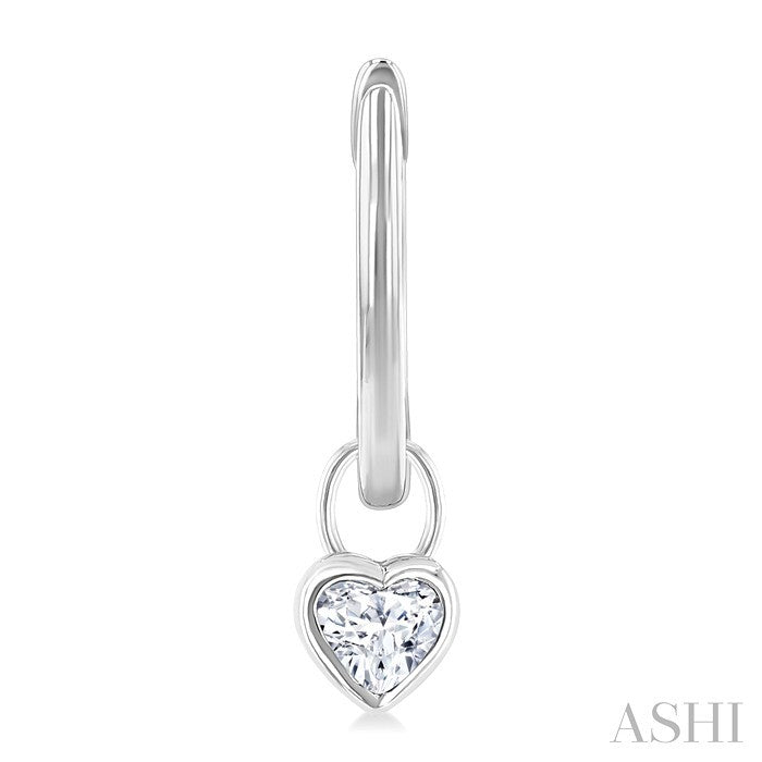 1/3 Ctw Bezel Set Heart Cut Diamond Huggie Earrings in 14K White Gold
