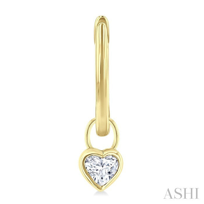 1/3 Ctw Bezel Set Heart Cut Diamond Huggie Earrings in 14K Yellow Gold