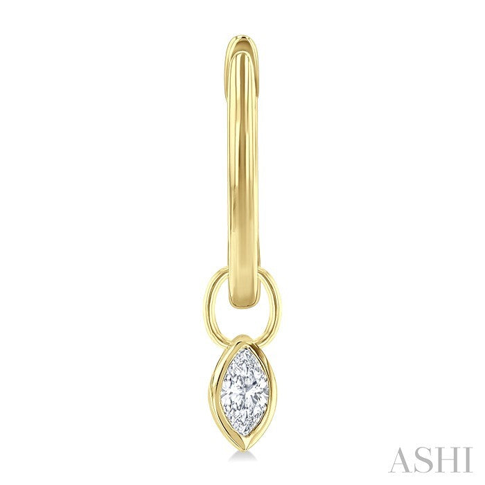 1/3 Ctw Bezel Set Marquise Cut Diamond Huggie Earrings in 14K Yellow Gold