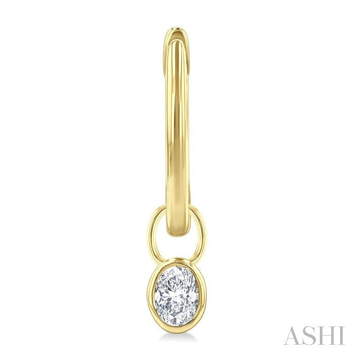 1/3 Ctw Bezel Set Oval Cut Diamond Huggie Earrings in 14K Yellow Gold