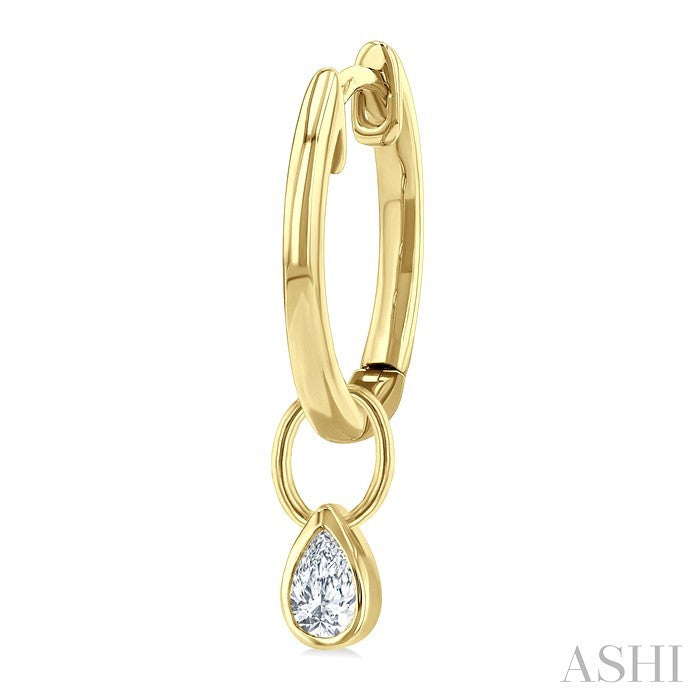 1/3 Ctw Bezel Set Pear Cut Diamond Huggie Earrings in 14K Yellow Gold