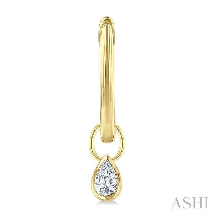1/3 Ctw Bezel Set Pear Cut Diamond Huggie Earrings in 14K Yellow Gold