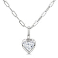 1/5 Ctw Heart Shape Bezel Set Diamond Fashion Pendant With Paperclip Chain in 14K White Gold