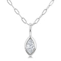 1/5 Ctw Marquise Cut Bezel Set Diamond Fashion Pendant With Paperclip Chain in 14K White Gold