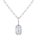 1/5 Ctw Emerald Cut Bezel Set Diamond Fashion Pendant With Paperclip Chain in 14K White Gold