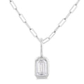 Galatea Sable Emerald Shape Bezel Set Paperclip Diamond Fashion Pendant