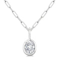 1/5 Ctw Oval Cut Bezel Set Diamond Fashion Pendant With Paperclip Chain in 14K White Gold