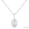 Prairie Minerva Oval Shape Bezel Set Paperclip Diamond Fashion Pendant