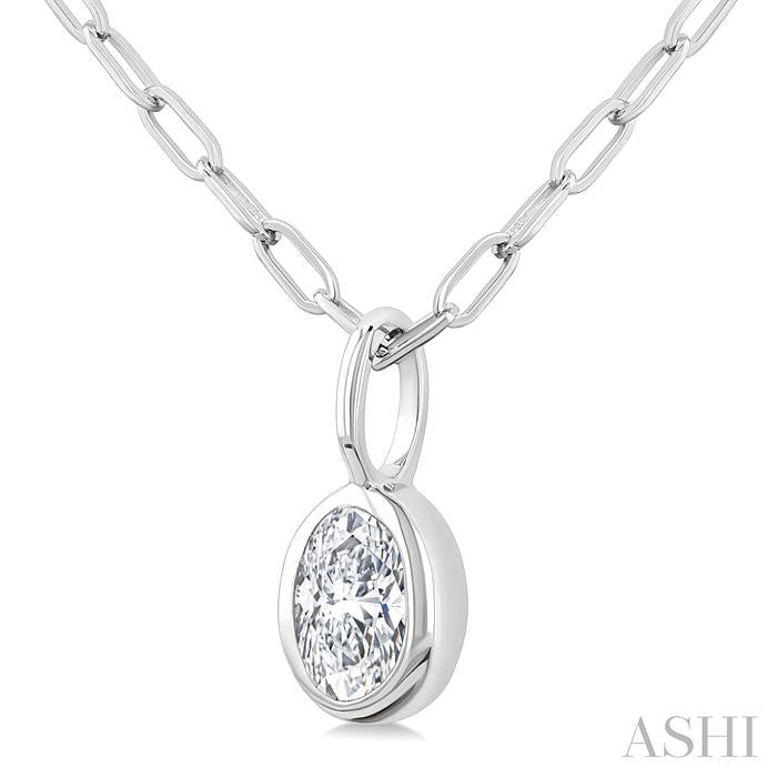 Prairie Minerva Oval Shape Bezel Set Paperclip Diamond Fashion Pendant