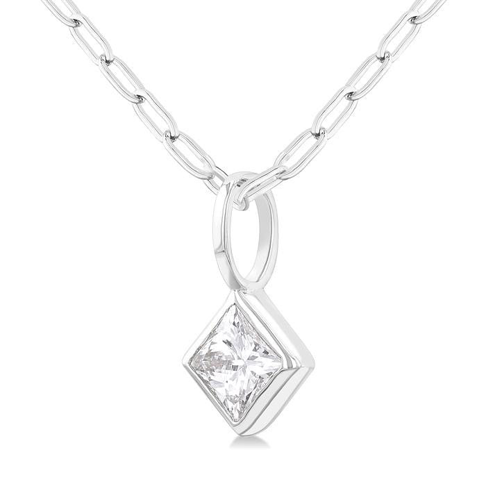 Marigold Dione Princess Shape Bezel Set Paperclip Diamond Fashion Pendant