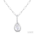 Orion Xenia Pear Shape Bezel Set Paperclip Diamond Fashion Pendant
