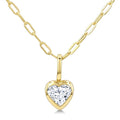 1/5 Ctw Heart Shape Bezel Set Diamond Fashion Pendant With Paperclip Chain in 14K Yellow Gold
