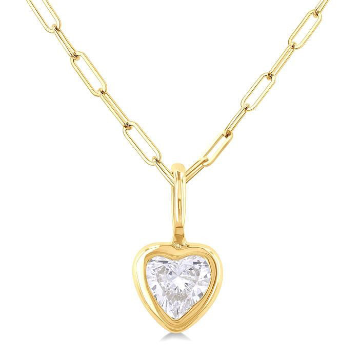 Beryl Solstice Heart Shape Bezel Set Paperclip Diamond Fashion Pendant