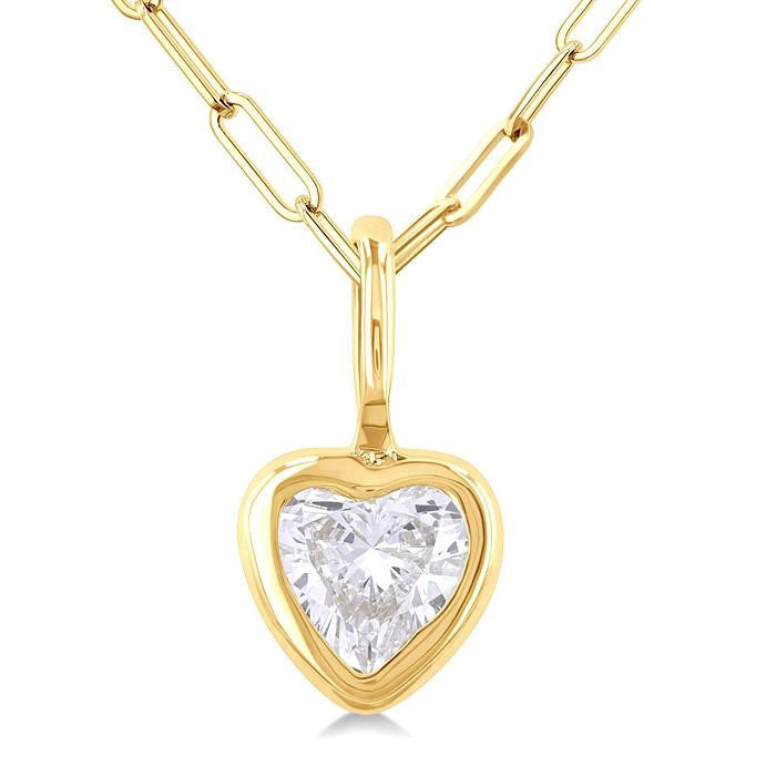 Beryl Solstice Heart Shape Bezel Set Paperclip Diamond Fashion Pendant