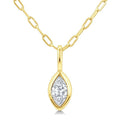 1/5 Ctw Marquise Cut Bezel Set Diamond Fashion Pendant With Paperclip Chain in 14K Yellow Gold