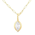 Clover Luna Marquise Shape Bezel Set Paperclip Diamond Fashion Pendant