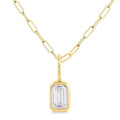 Tide River Emerald Shape Bezel Set Paperclip Diamond Fashion Pendant