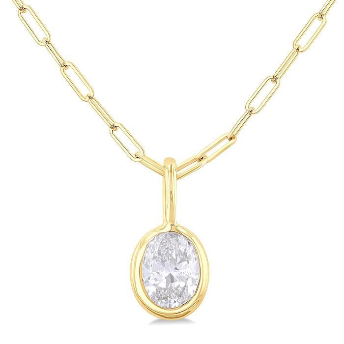 Lysandra Waverly Oval Shape Bezel Set Paperclip Diamond Fashion Pendant