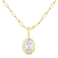 Lysandra Waverly Oval Shape Bezel Set Paperclip Diamond Fashion Pendant