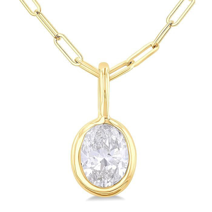 Lysandra Waverly Oval Shape Bezel Set Paperclip Diamond Fashion Pendant