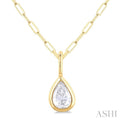 Selene Yew Pear Shape Bezel Set Paperclip Diamond Fashion Pendant
