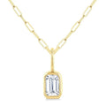 1/5 Ctw Emerald Cut Bezel Set Diamond Fashion Pendant With Paperclip Chain in 10K Yellow Gold