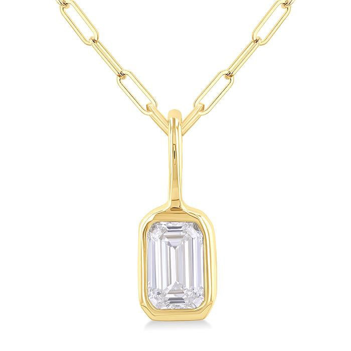 Poppy Thorn Emerald Shape Bezel Set Paperclip Diamond Fashion Pendant