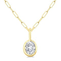 1/5 Ctw Oval Cut Bezel Set Diamond Fashion Pendant With Paperclip Chain in 10K Yellow Gold