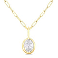 Regalia Evadne Oval Shape Bezel Set Paperclip Diamond Fashion Pendant