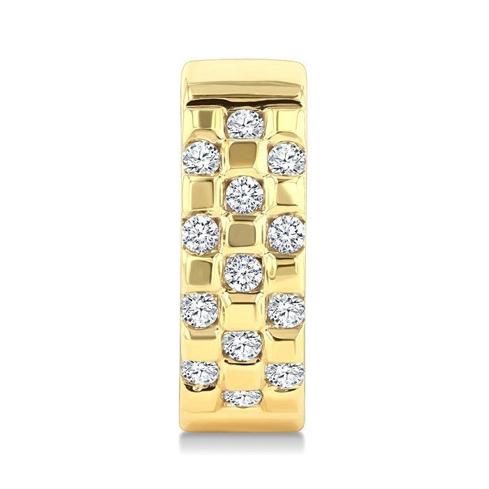 1/4 Ctw Round Cut Golden Glow Diamond Checkered Half Hoop Fashion Earrings in 10K Yellow Gold