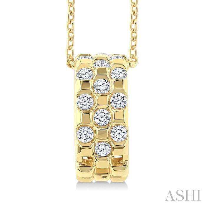 1/5 Ctw Round Cut Golden Glow Diamond Checkered Fashion Pendant With Chain in 10K Yellow Gold