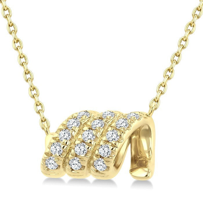 1/10 Ctw Round Cut Diamond Twine Fashion Pendant With Chain in 10K Yellow Gold