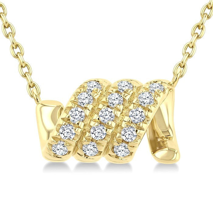 1/10 Ctw Round Cut Diamond Twine Fashion Pendant With Chain in 10K Yellow Gold